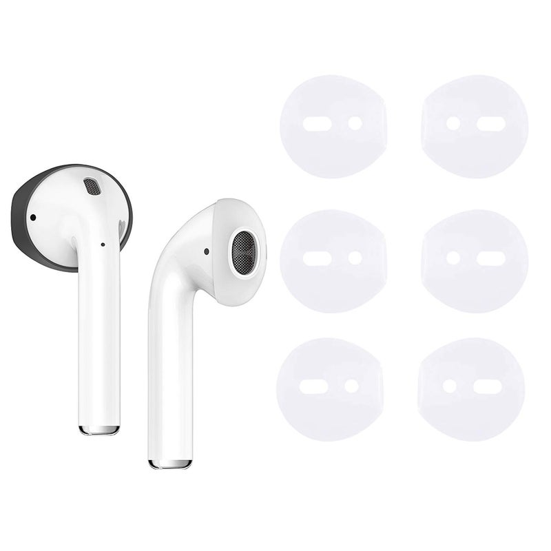 REEYEAR (Fit in Case)Silicone Protecitve Tips Ear Skins and Covers Replacement Anti Slip Soft eartips Compatible with Apple AirPods 1 & 2 or EarPods Headphones/Earphones/Earbuds (3 Pairs Clear) - Image 1